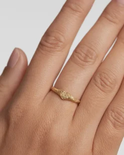 Joyas De Oro 18K|Rebajas Alta Joyería-PDPAOLA Anillo Sello de Oro Efecto Arena Heart