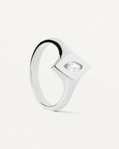 Anillos Básicos|Anillos Solitarios-PDPAOLA Anillo Sello De Plata Kate