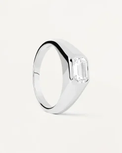 Anillos Grandes|Anillos Básicos-PDPAOLA Anillo Sello De Plata Octagon Shimmer