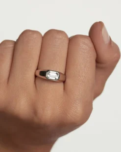 Anillos Grandes|Anillos Básicos-PDPAOLA Anillo Sello De Plata Octagon Shimmer
