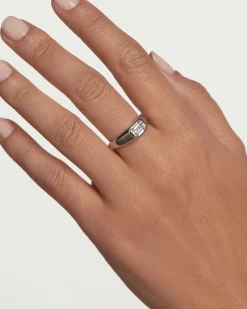 Anillos Grandes|Anillos Básicos-PDPAOLA Anillo Sello De Plata Octagon Shimmer