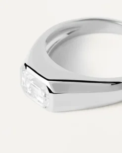 Anillos Grandes|Anillos Básicos-PDPAOLA Anillo Sello De Plata Octagon Shimmer
