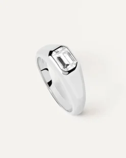 Anillos Grandes|Anillos Básicos-PDPAOLA Anillo Sello De Plata Octagon Shimmer
