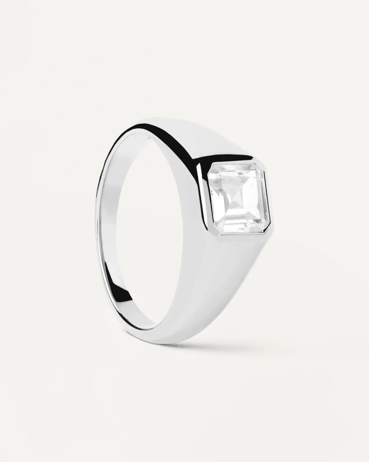 Anillos Grandes|Anillos Básicos-PDPAOLA Anillo Sello De Plata Square Shimmer