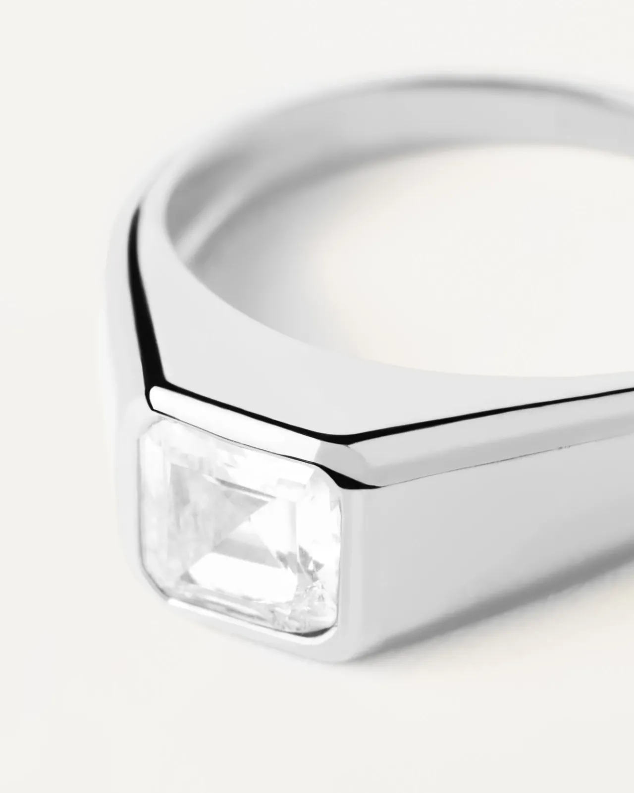 Anillos Grandes|Anillos Básicos-PDPAOLA Anillo Sello De Plata Square Shimmer