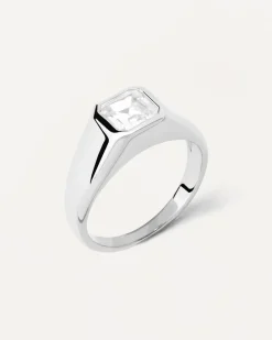 Anillos Grandes|Anillos Básicos-PDPAOLA Anillo Sello De Plata Square Shimmer