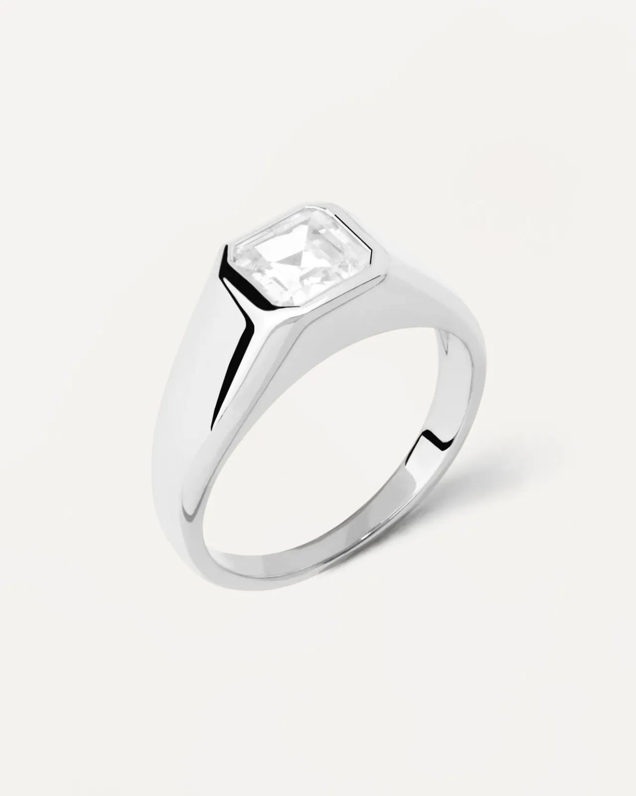 Anillos Grandes|Anillos Básicos-PDPAOLA Anillo Sello De Plata Square Shimmer