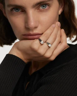 Anillos Grandes|Anillos Básicos-PDPAOLA Anillo Sello De Plata Square Shimmer