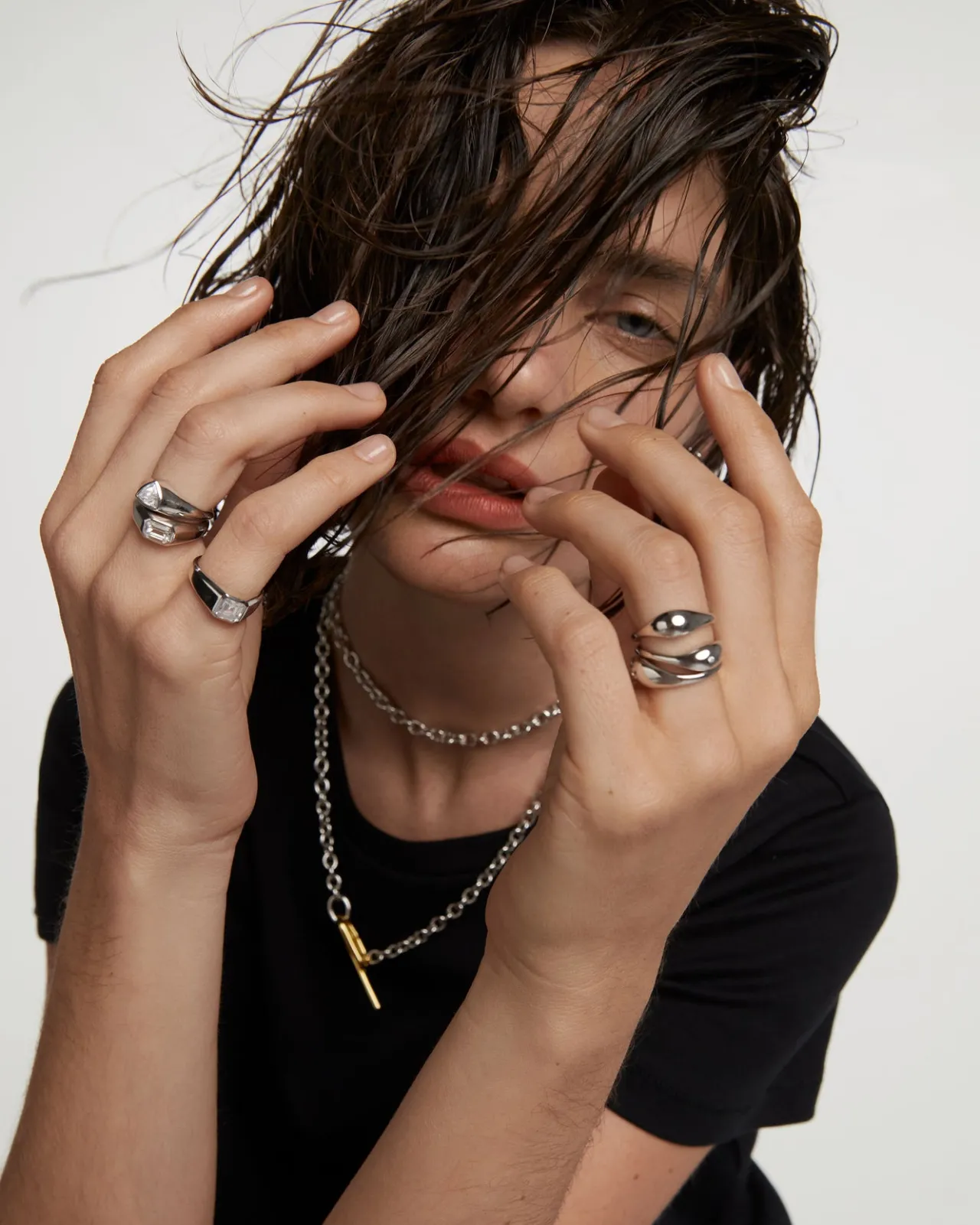 Anillos Grandes|Anillos Básicos-PDPAOLA Anillo Sello De Plata Square Shimmer