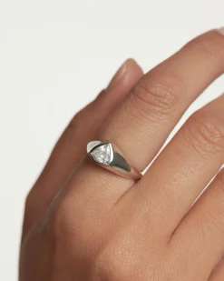 Anillos Grandes|Anillos Básicos-PDPAOLA Anillo Sello De Plata Triangle Shimmer