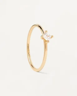 Joyas Con Diamantes|Anillos Solitarios-PDPAOLA Anillo Solitario con Diamante Cuadrado Y oro