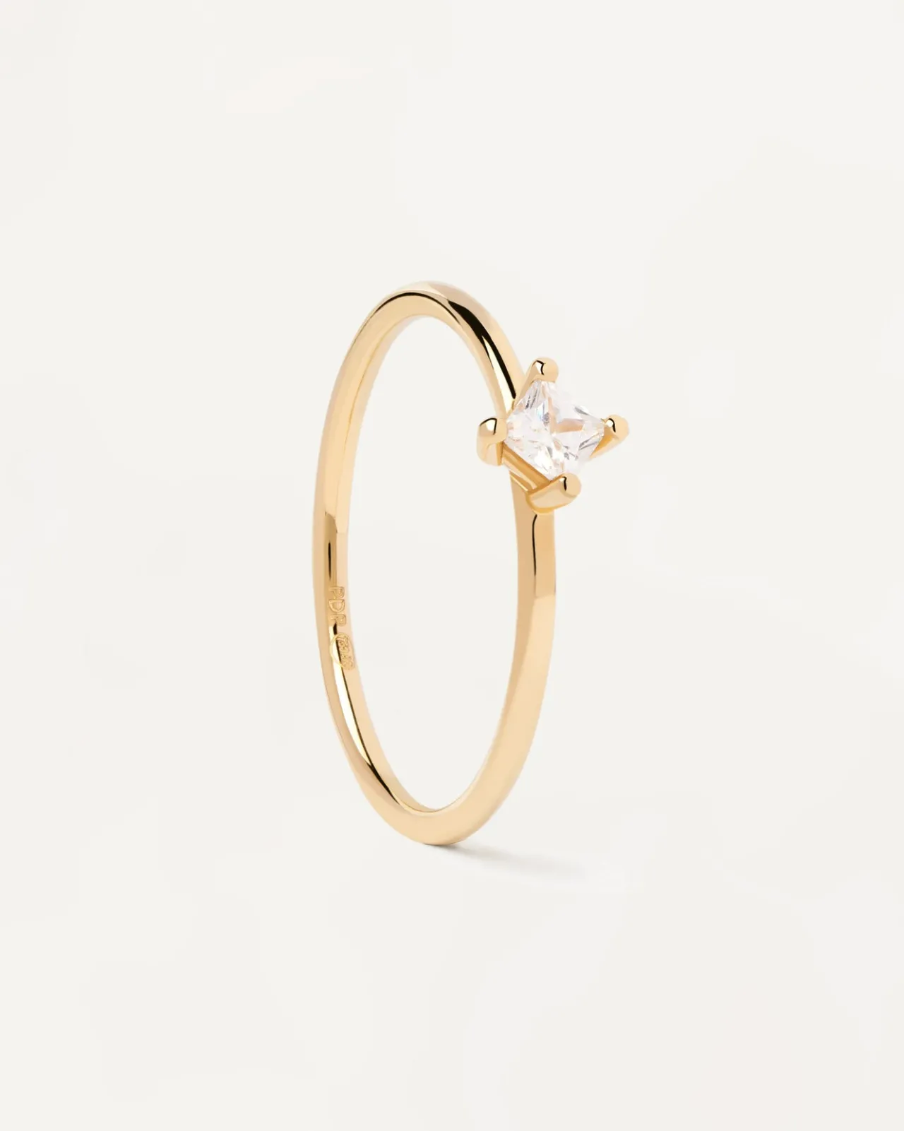 Joyas Con Diamantes|Anillos Solitarios-PDPAOLA Anillo Solitario con Diamante Cuadrado Y oro