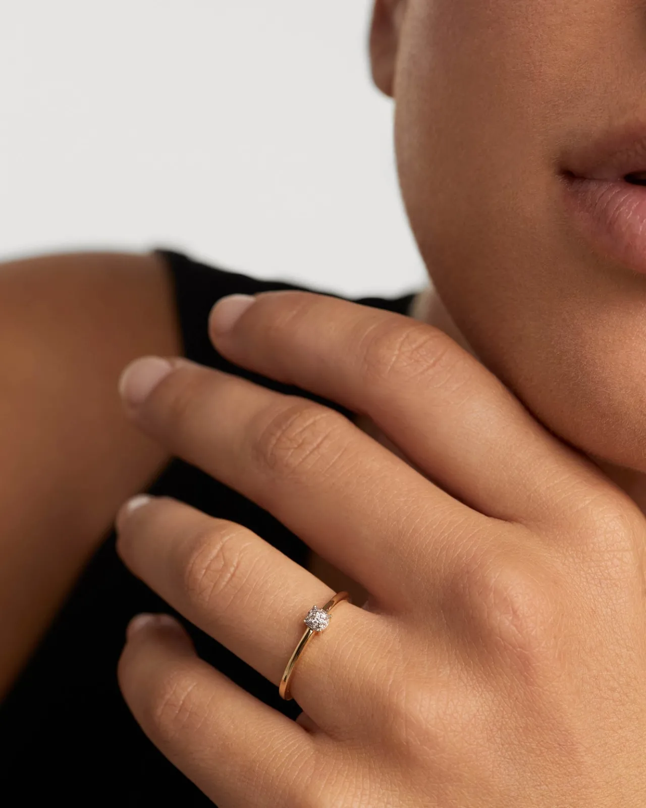 Joyas Con Diamantes|Joyas De Oro 18K-PDPAOLA Anillo solitario de diamantes y oro Dona