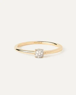 Joyas Con Diamantes|Joyas De Oro 18K-PDPAOLA Anillo solitario de diamantes y oro Dona