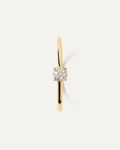 Joyas Con Diamantes|Joyas De Oro 18K-PDPAOLA Anillo solitario de diamantes y oro Dona
