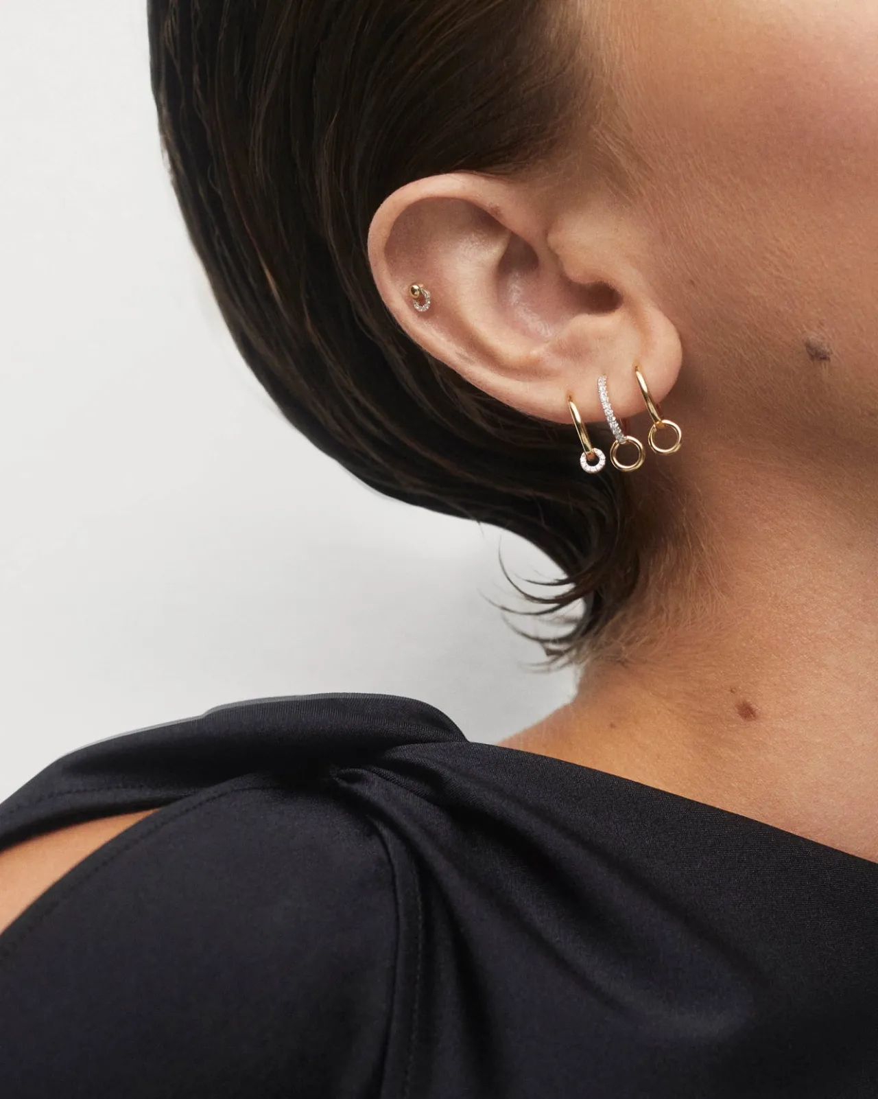 Joyas Con Diamantes|Joyas De Oro 18K-PDPAOLA Aro individual de diamantes y oro Loop