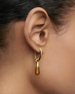 Piercings Con Piedras Semipreciosas|Pendientes Individuales-PDPAOLA Aro individual Ojo de tigre Jupiter
