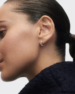 Joyas Con Diamantes|Joyas De Oro Blanco 18K-PDPAOLA Aros de diamantes y oro blanco Flow