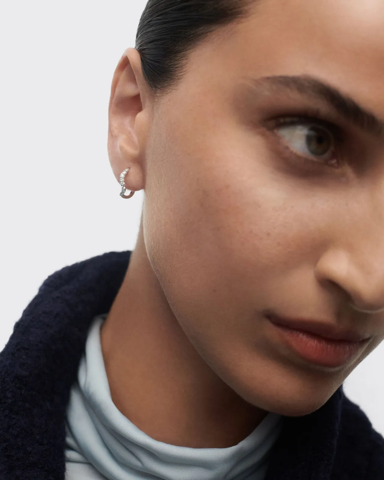 Joyas Con Diamantes|Joyas De Oro Blanco 18K-PDPAOLA Aros de diamantes y oro blanco Flow