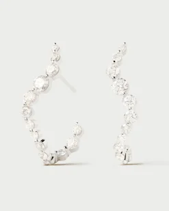Joyas Con Diamantes|Joyas De Oro Blanco 18K-PDPAOLA Aros de diamantes y oro blanco Mini Venus