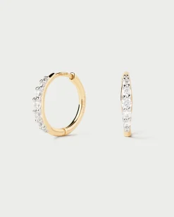 Joyas Con Diamantes|Joyas De Oro 18K-PDPAOLA Aros De Diamantes Y Oro Estella Mini