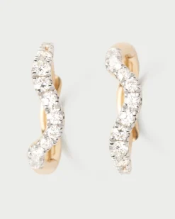 Joyas Con Diamantes|Joyas De Oro 18K-PDPAOLA Aros de diamantes y oro Flow