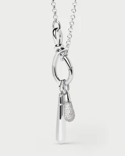 Colgantes Pequeños-PDPAOLA Colgante de Plata Pavé Drop