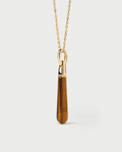 Colgantes Con Piedras Semipreciosas-PDPAOLA Colgante Ojo de tigre large Drop