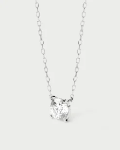 Joyas Con Diamantes-PDPAOLA Collar de Diamantes Y Oro Blanco Solitaire Supreme