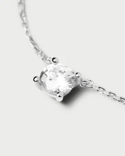 Joyas Con Diamantes-PDPAOLA Collar de Diamantes Y Oro Blanco Solitaire Supreme