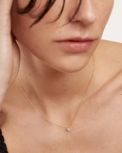 Joyas Con Diamantes|Collares Solitarios-PDPAOLA Collar de Diamantes y oro Solitaire Medium