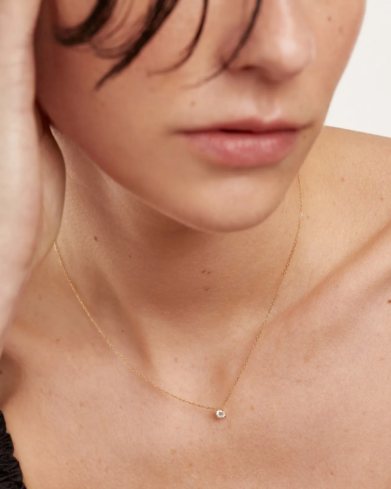 Joyas Con Diamantes|Collares Solitarios-PDPAOLA Collar de Diamantes y oro Solitaire Medium