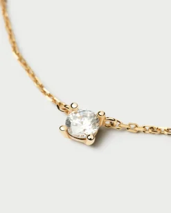 Joyas Con Diamantes|Collares Solitarios-PDPAOLA Collar de Diamantes y oro Solitaire Medium