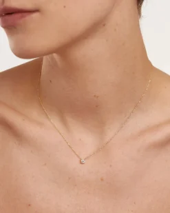 Joyas Con Diamantes|Collares Solitarios-PDPAOLA Collar de Diamantes y oro Solitaire Medium