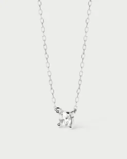 Joyas Con Diamantes-PDPAOLA Collar de Diamantes Y Oro Blanco Solitaire Mini