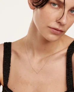 Joyas Con Diamantes-PDPAOLA Collar de Diamantes Y Oro Blanco Solitaire Mini