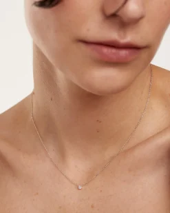 Joyas Con Diamantes-PDPAOLA Collar de Diamantes Y Oro Blanco Solitaire Mini