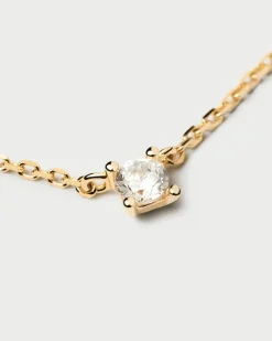 Joyas Con Diamantes|Joyas De Oro 18K-PDPAOLA Collar de Diamantes y oro Solitaire Mini