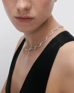 Joyas Con Diamantes|Joyas De Oro Blanco 18K-PDPAOLA Collar gargantilla de diamantes y oro blanco Venus