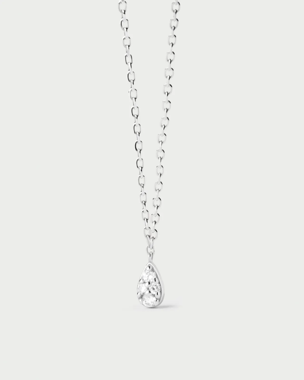 Joyas Con Diamantes|Joyas De Oro Blanco 18K-PDPAOLA Collar solitario de diamantes y oro blanco Rio