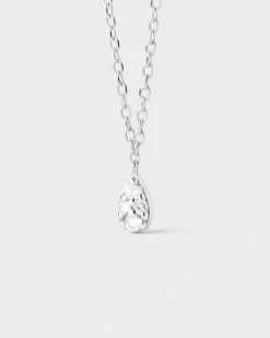 Joyas Con Diamantes|Joyas De Oro Blanco 18K-PDPAOLA Collar solitario de diamantes y oro blanco Rio