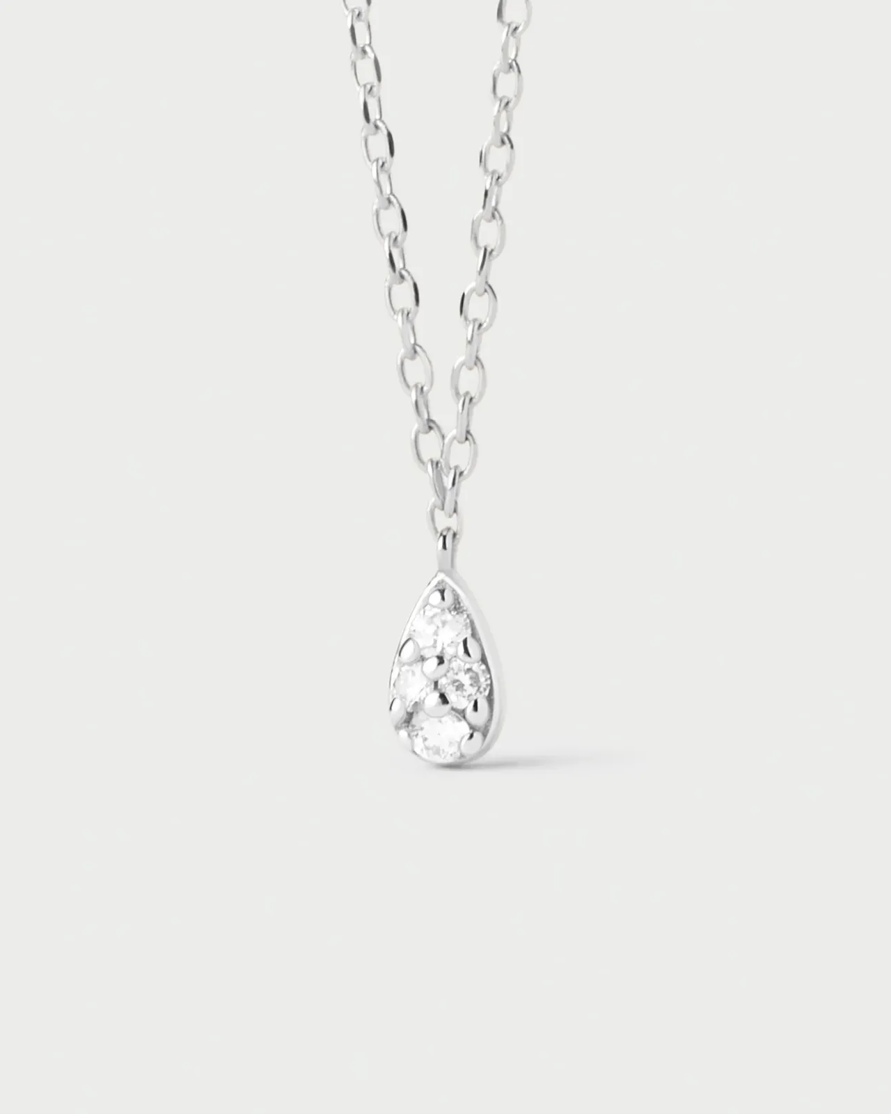 Joyas Con Diamantes|Joyas De Oro Blanco 18K-PDPAOLA Collar solitario de diamantes y oro blanco Rio