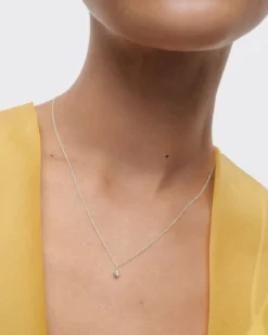 Joyas Con Diamantes|Joyas De Oro Blanco 18K-PDPAOLA Collar solitario de diamantes y oro blanco Rio