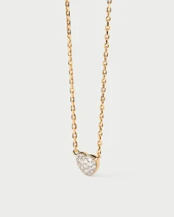 Joyas Con Diamantes|Joyas De Oro 18K-PDPAOLA Collar solitario de diamantes y oro Heart