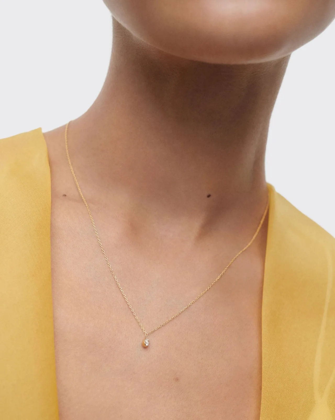 Joyas Con Diamantes|Joyas De Oro 18K-PDPAOLA Collar solitario de diamantes y oro Rio