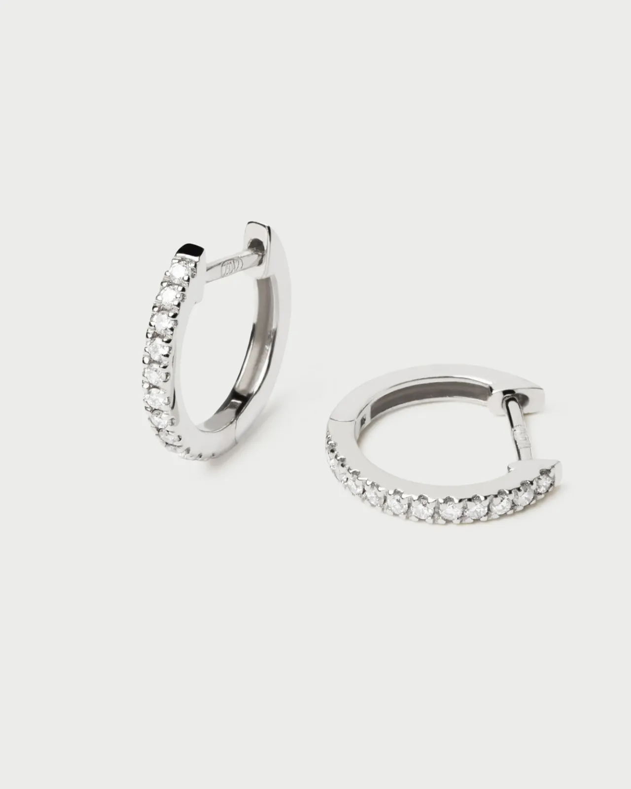 Joyas Con Diamantes|Joyas De Oro Blanco 18K-PDPAOLA Pendientes de Diamantes Y Oro Blanco Eternity Mini