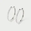 Joyas Con Diamantes|Joyas De Oro Blanco 18K-PDPAOLA Pendientes de Diamantes Y Oro Blanco Eternity Medium