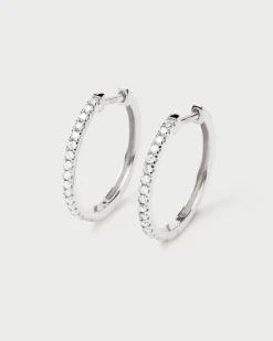 Joyas Con Diamantes|Joyas De Oro Blanco 18K-PDPAOLA Pendientes de Diamantes Y Oro Blanco Eternity Medium