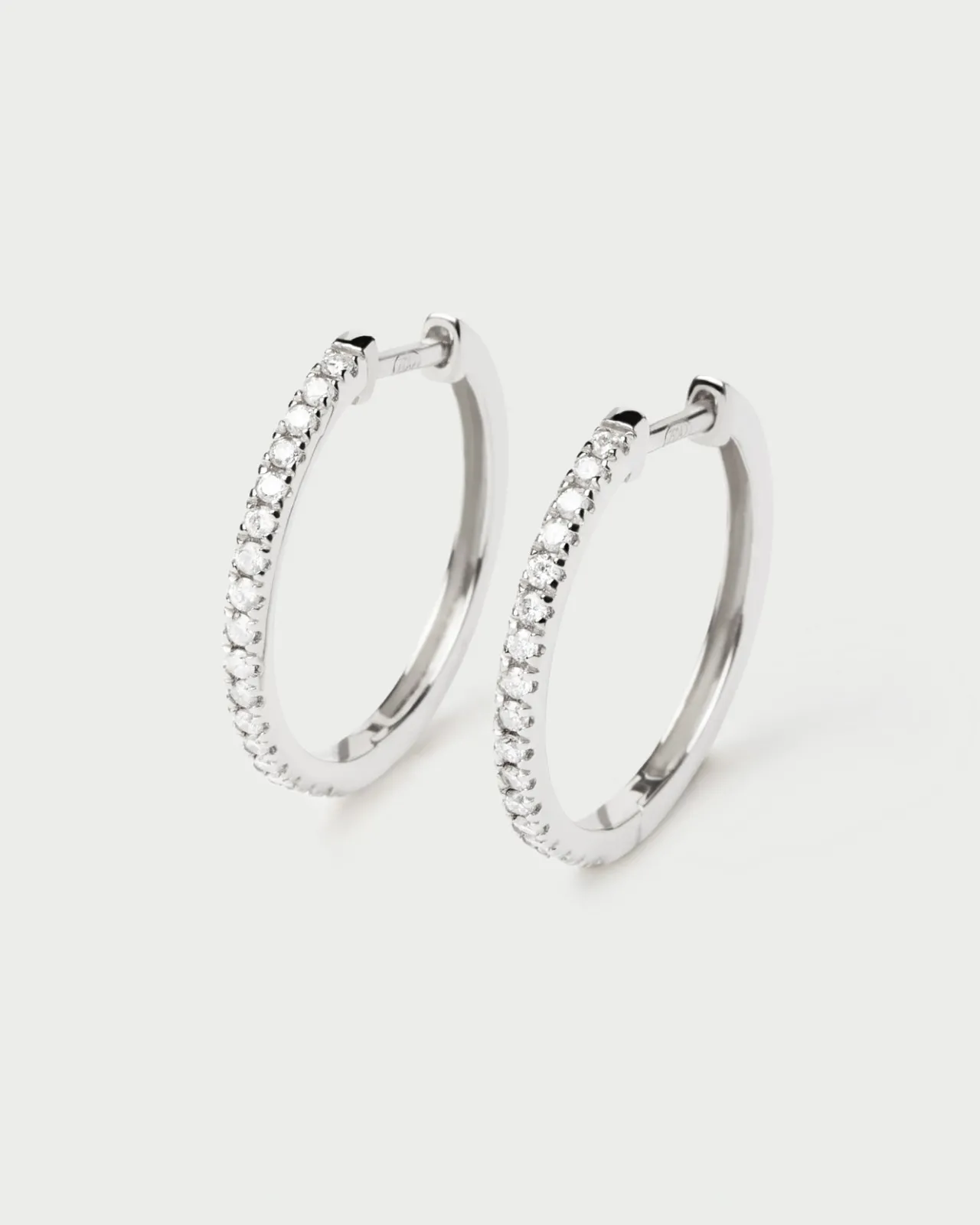 Joyas Con Diamantes|Joyas De Oro Blanco 18K-PDPAOLA Pendientes de Diamantes Y Oro Blanco Eternity Medium