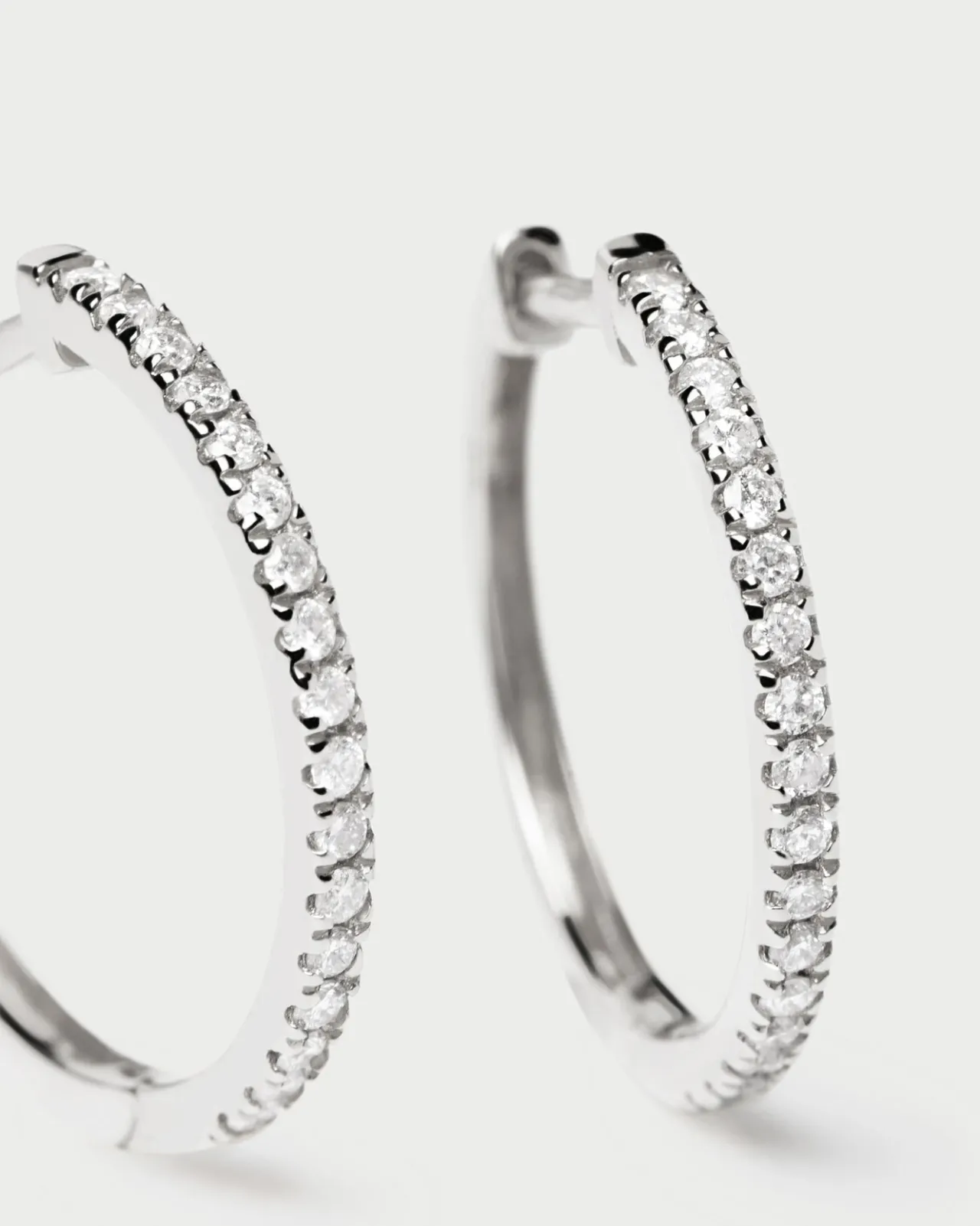 Joyas Con Diamantes|Joyas De Oro Blanco 18K-PDPAOLA Pendientes de Diamantes Y Oro Blanco Eternity Medium